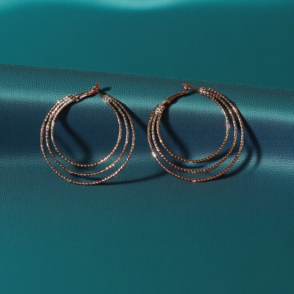 Elegant Silver Triple Hoop Earrings